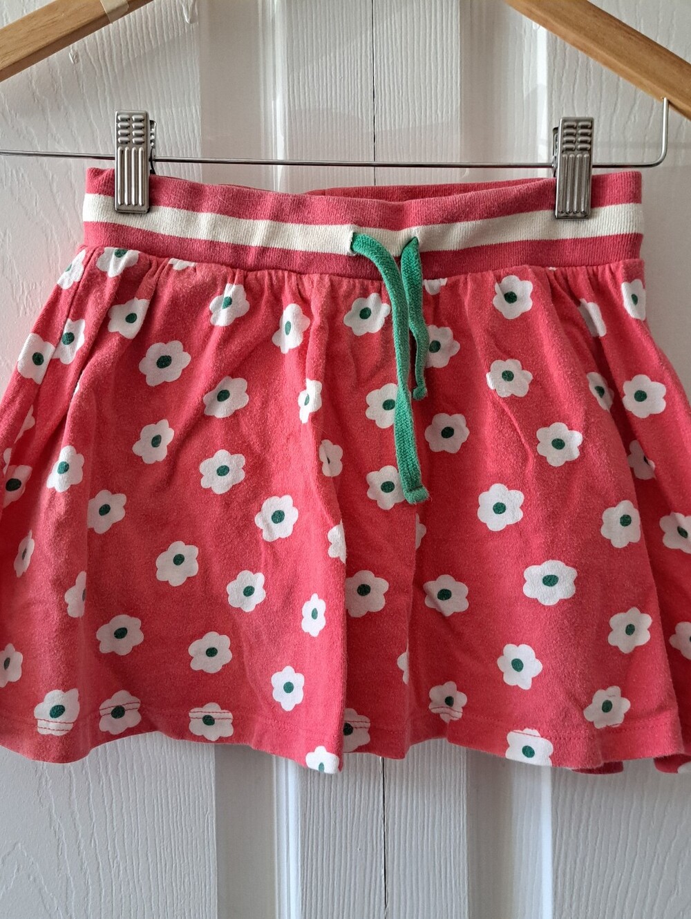 Mini Boden Pink Floral Drawstring Skirt with Green Accents